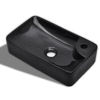 vidaXL Ceramiczna umywalka z otworem na kran, czarna