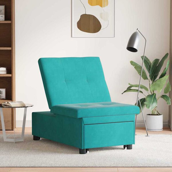 vidaXL Sofa Bed Turkusowy 194 x 67 x 82 cm Aksamit