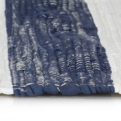 vidaXL Ręcznie tkany dywan Chindi, bawełna, 160x230cm, biało-niebieski