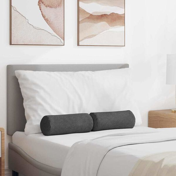 vidaXL Poduszki Wałkowe 2 pcs Ciemnoszary &Oslash; 15 x 40 cm