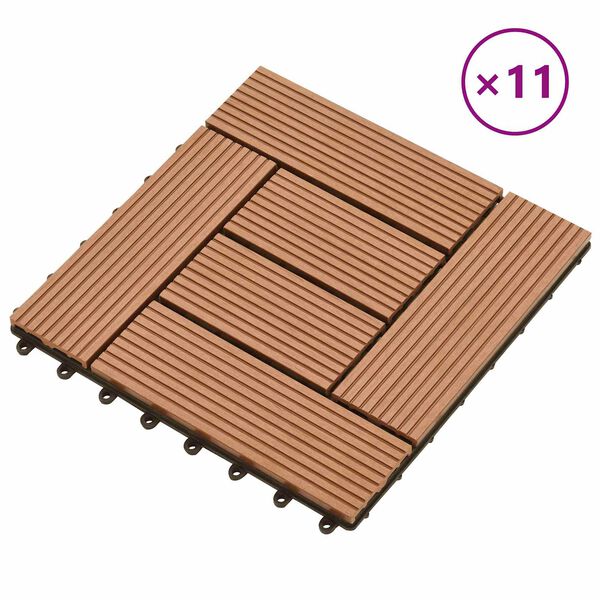 vidaXL Płytka Tarasowa 11 pcs Brązowy 30 x 30 cm