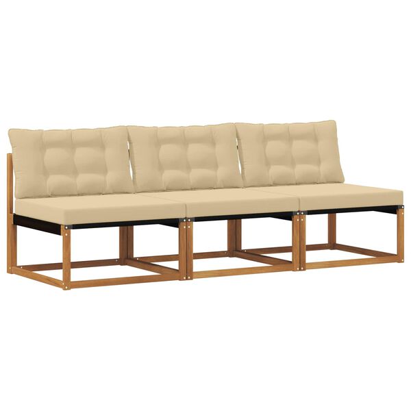 vidaXL 3 Sztuka Środkowa sofa ogrodowa Lite Drewno Akacji Naturalny