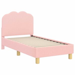 vidaXL Stelaż ł&oacute;żka dla malucha z oparciem r&oacute;żowy 70 x 140 cm Boucl&eacute;