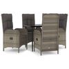 vidaXL 5-cz. zestaw mebli ogrodowych, poduszki, czarno-szary rattan PE