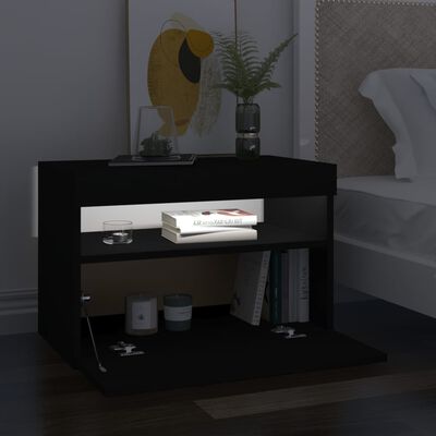 vidaXL Szafka pod TV z oświetleniem LED, czarna, 60x35x40 cm