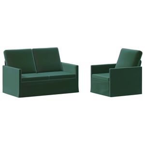 vidaXL Zestaw Sof 2 pcs Ciemnozielony Welur