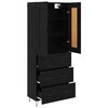 vidaXL Highboard Czarny Dąb 69,5 x 34 x 180 cm Materiał drewnopochodny