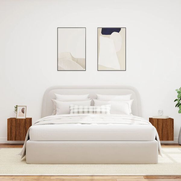 vidaXL Ścienne szafki TV z LED, 2 szt., brązowy dąb, 40,5x35x40 cm