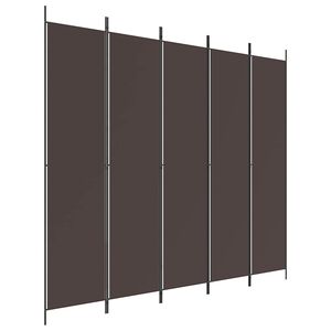 vidaXL Parawan 5-panelowy, brązowy, 250x220 cm, tkanina