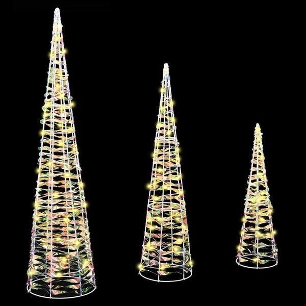 vidaXL Choinka z 90 diodami LED 3 pcs Ciepła biel 20 x 20 x 80 cm PET