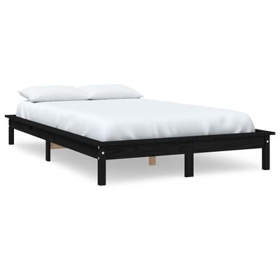 vidaXL Rama łóżka, czarna, 120 x 200 cm, lite drewno sosnowe