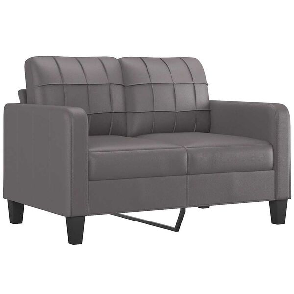 vidaXL 2-osobowa sofa, szary, 120 cm, sztuczna sk&oacute;ra