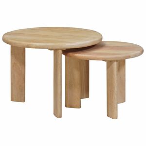 vidaXL Nesting Stoły Kawowe 2 szt. Biały &Oslash; 50 x 40 cm Drewno z mango
