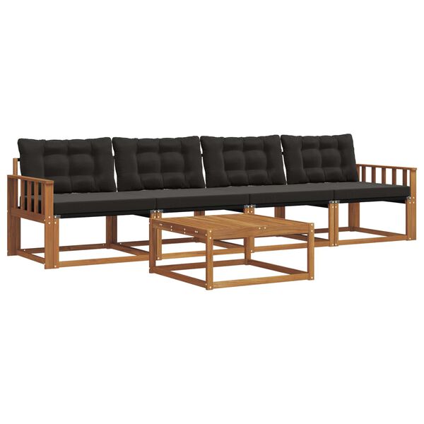 vidaXL Zestaw sof na zewnątrz z poduszką 5 pcs Naturalny i czarny