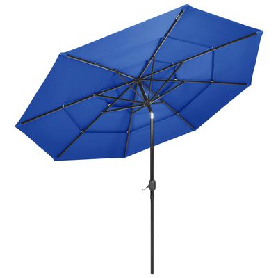 vidaXL 3-poziomowy parasol na aluminiowym słupku, lazurowy, 3 m