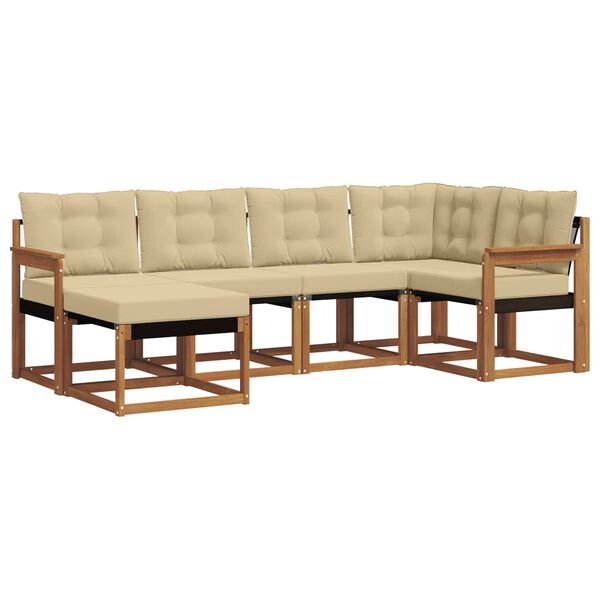 vidaXL Zestaw sof na zewnątrz z poduszką 6 pcs Naturalny i Beżowy