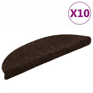 vidaXL Maty na schody samoprzylepne 10 szt. 56x17x3 cm Brązowe p&oacute;łokrągłe