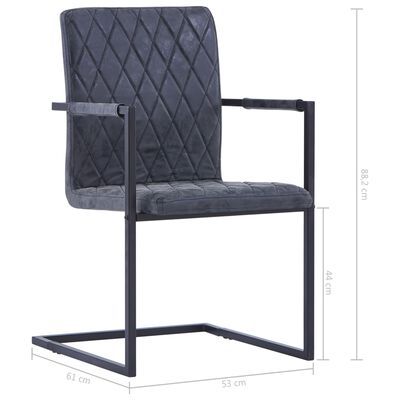 vidaXL Krzesła stołowe, 4 szt., wspornikowe, czarne, ekoskóra