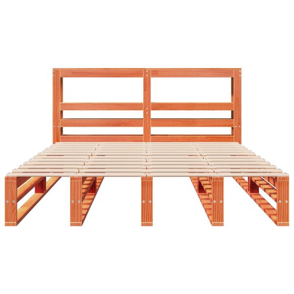 vidaXL Ł&oacute;żko bez materaca, woskowy brąz, 140x200 cm, drewno sosnowe