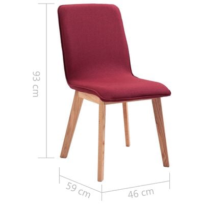 vidaXL Krzesła do jadalni, 2 szt., czerwone, tkanina i lity dąb