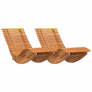vidaXL Leżak 2-osoba 2 pcs Brązowy 154 x 60 x 74 cm Lite Drewno Akacji