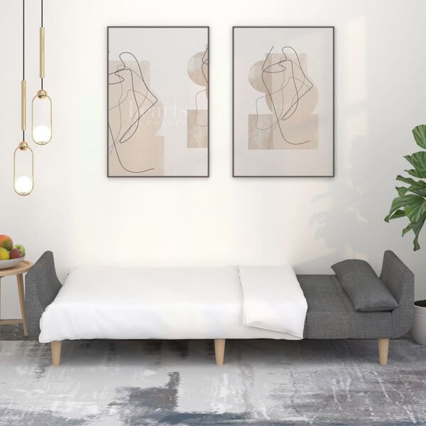 vidaXL 2-osobowa kanapa, 2 poduszki, jasnoszara, tapicerowana tkaniną