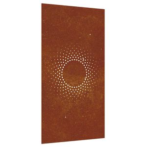 vidaXL Ogrodowa dekoracja ścienna, 105x55 cm, stal kortenowska, słońce