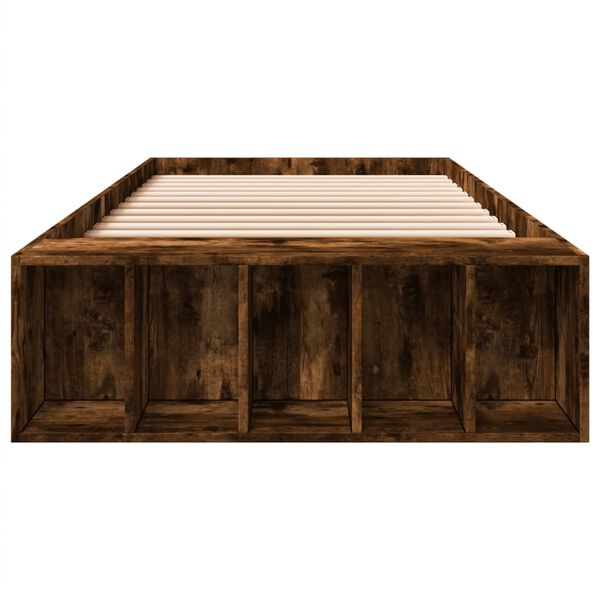 vidaXL Rama łóżka, przydymiony dąb, 75x190 cm, materiał drewnopochodny