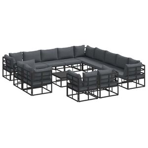 vidaXL Zestaw Sof na Ogr&oacute;d 14 szt. Czarny Aluminium