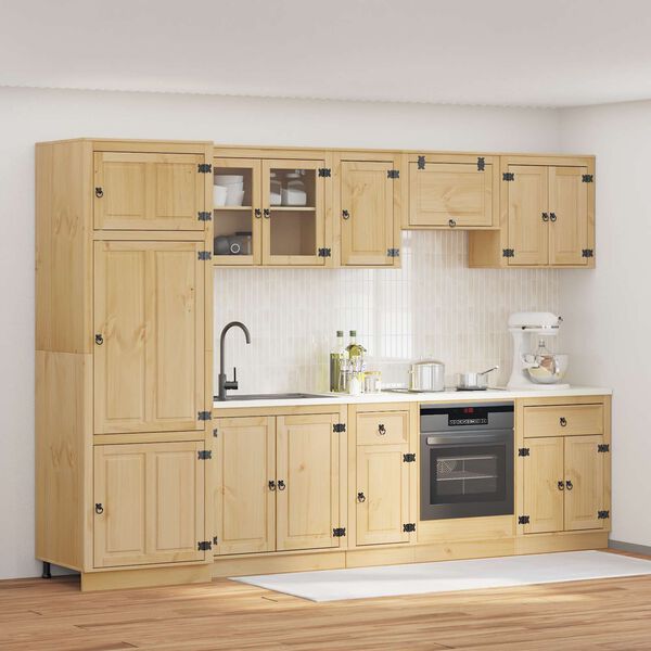 vidaXL Szafkowy z szufladą SKI 9 pcs Miodowy Brąz Lite drewno sosnowe