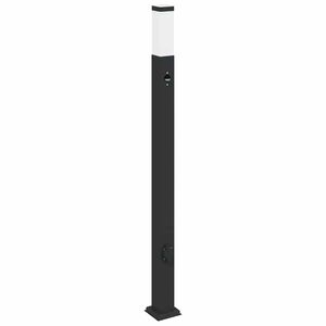 vidaXL Słupek oświetleniowy z czujnikiem i gniazdkiem 110 cm, czarny, IP44