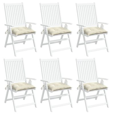 vidaXL Poduszki na krzesła, 6 szt., kremowe, 50x50x7 cm, tkanina