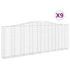 vidaXL Kosze gabionowe, 9 szt, 400x30x140/160 cm, galwanizowane żelazo