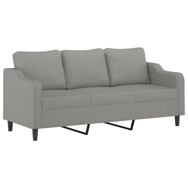 vidaXL 3-osobowa sofa z podn&oacute;żkiem, jasnoszara, 180 cm, tkaniną
