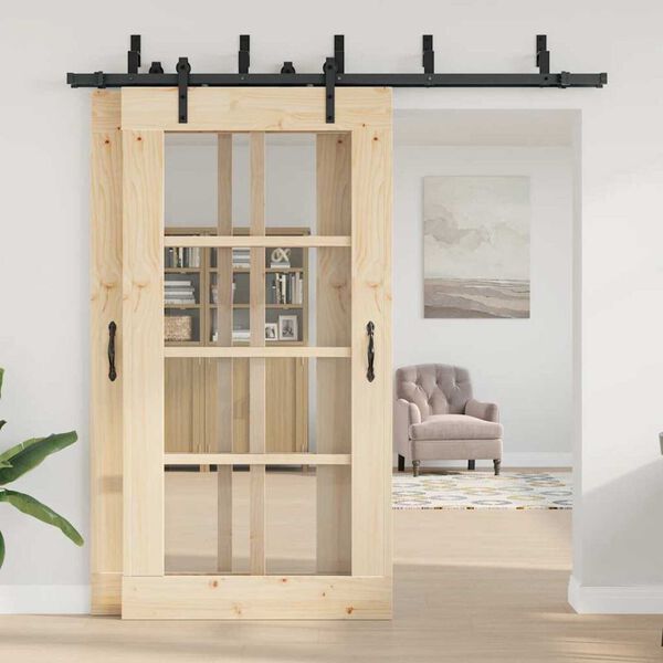 vidaXL System do montażu drzwi przesuwnych, 213,5 cm, stal, czarny