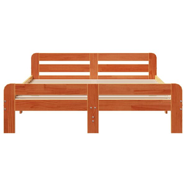 vidaXL Rama ł&oacute;żka bez materaca, woskowy brąz, 140x190 cm, lita sosna