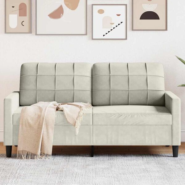 vidaXL Sofa 2-osobowa, kremowy, 140 cm, tapicerowana aksamitem