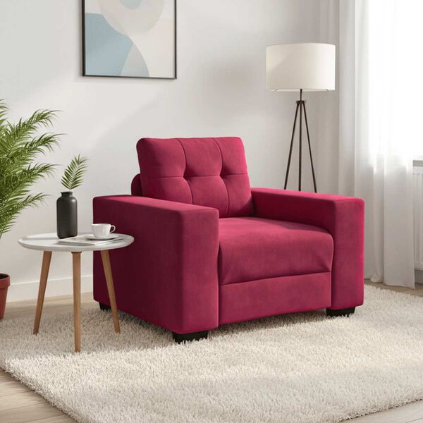vidaXL Sofa Fotel Wino Czerwone 60 cm Aksamit