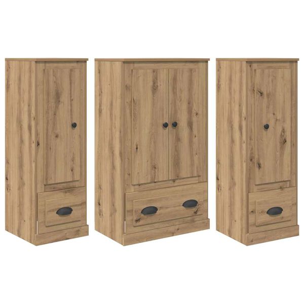 vidaXL Highboard 3 pcs Dąb rzemieślniczy Materiał drewnopochodny