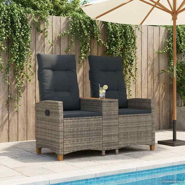 vidaXL Leżanka z stolikiem Szary i ciemnoszary 126 x 65 x 112 cm