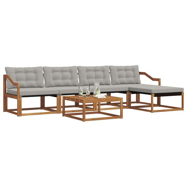 vidaXL Zestaw sof na zewnątrz z poduszką 6 pcs Naturalny i Jasny Szary