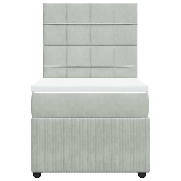 vidaXL Ł&oacute;żko kontynentalne z materacem, jasnoszare, aksamit, 90x200 cm