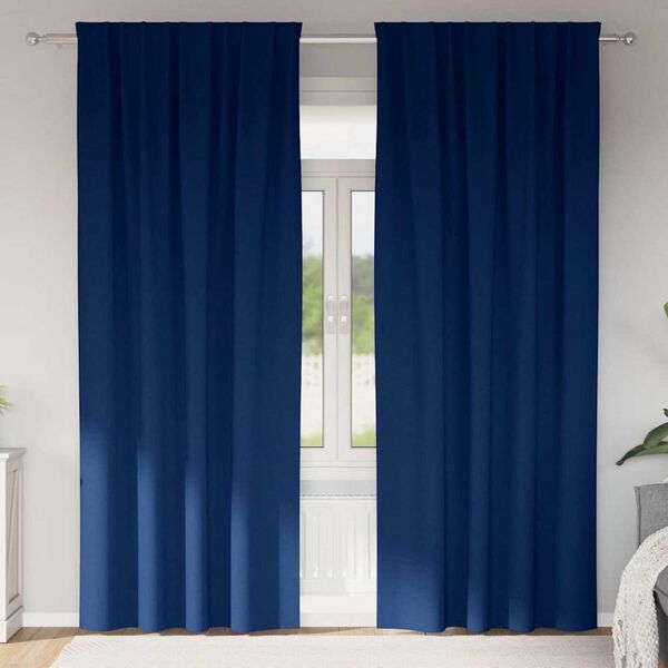 vidaXL Firany blackout z k&oacute;łkami 2 pcs Ciemnoniebieski 245 x 140 cm