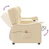 vidaXL Rozkładany fotel masujący z uchwytem, 2-os., kremowy, tkanina