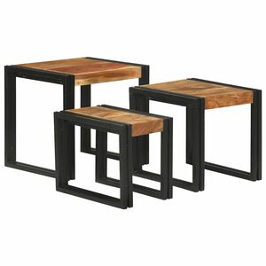 vidaXL Stolik Nesting 3 pcs Lite drewno akacjowe i metal
