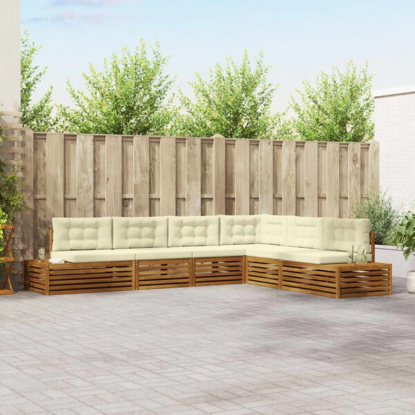 vidaXL Zestaw sof na zewnątrz z poduszką 6 Sztuka Naturalny i Kremowy