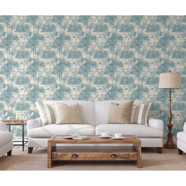 DUTCH WALLCOVERINGS Tapeta Tropical, beżowo-jasnoniebieska