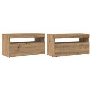 vidaXL Szafka pod TV z oświetleniem LED, dąb artisan, 75x35x40 cm