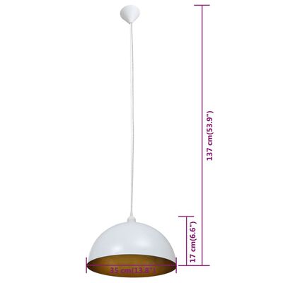 vidaXL Lampy sufitowe, 2 szt., regulowana długość, półokrągłe, białe