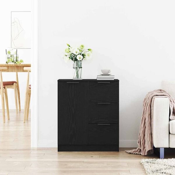 vidaXL Bufet Czarny Dąb 60 x 30 x 70 cm Materiał drewnopochodny